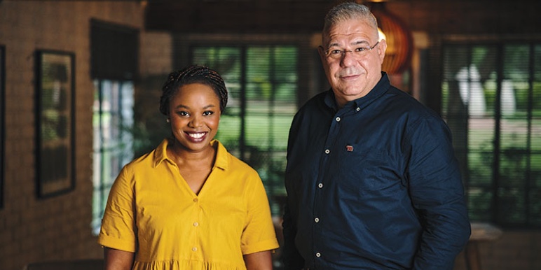 Mpumi Manzini with Aki Anastasiou, one of South Africa's leading techsperts.