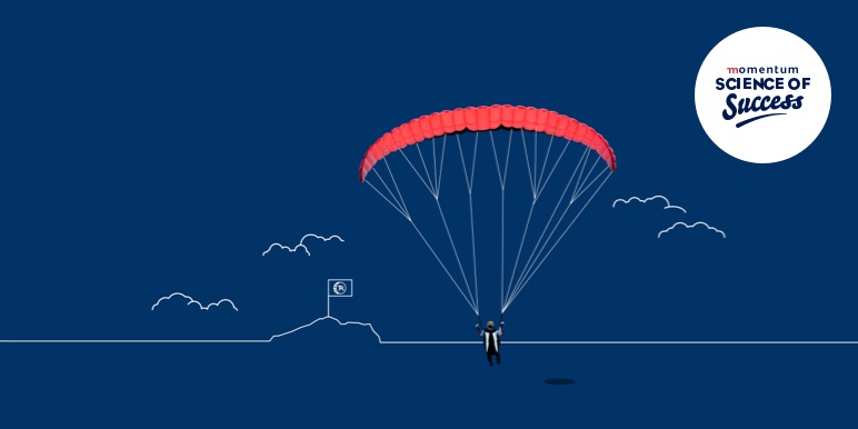 Illustration of a man parachute flying.
