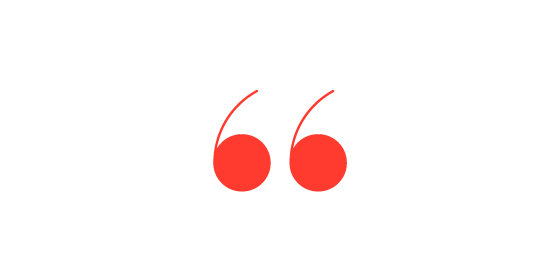 Red open quotation marks indicating testimonials from companies.